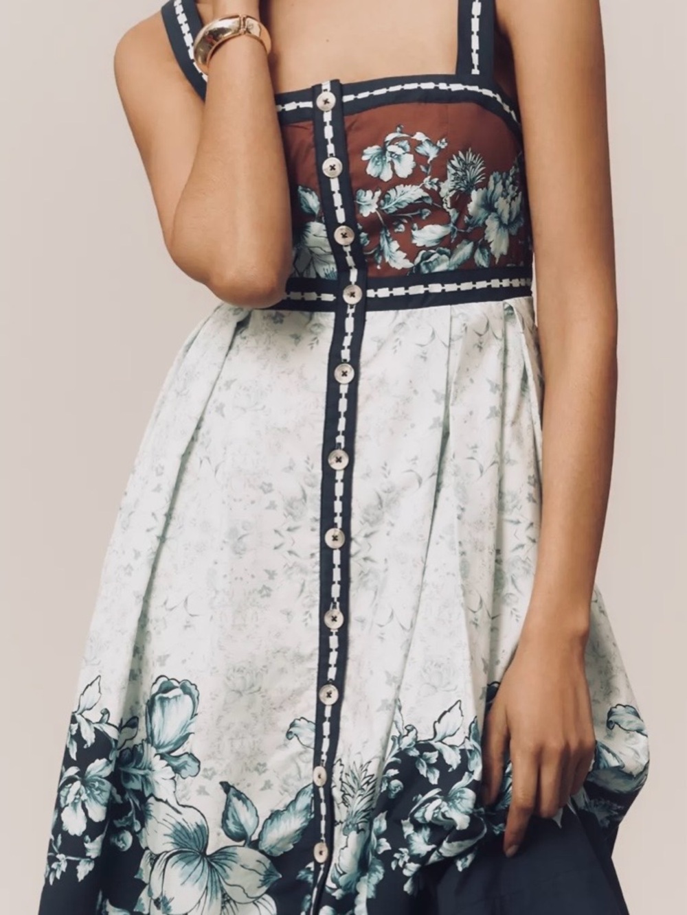 NWT Anthropologie Maeve Sleeveless Square-Neck Button-Front Midi Dress